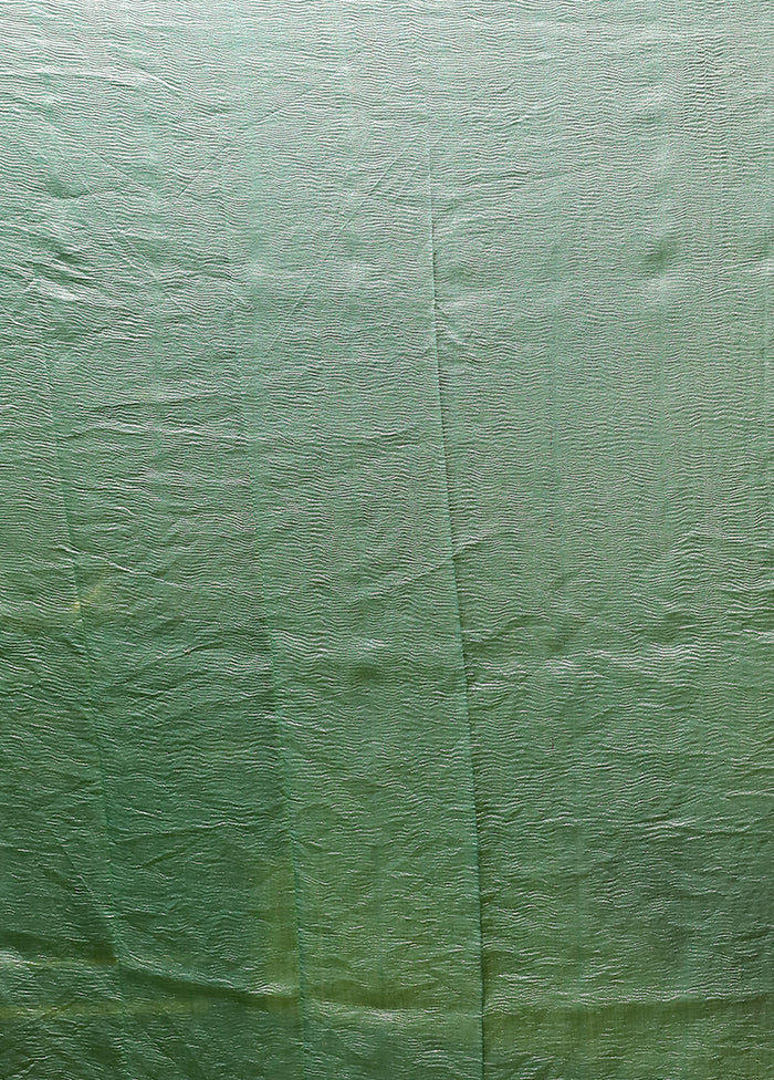 Green Handloom Pure Georgette Saree With Blouse Piece