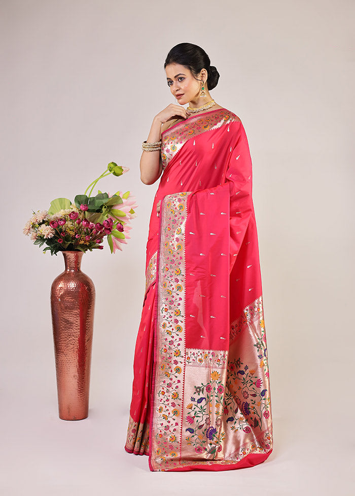 Pink Katan Silk Saree With Blouse Piece