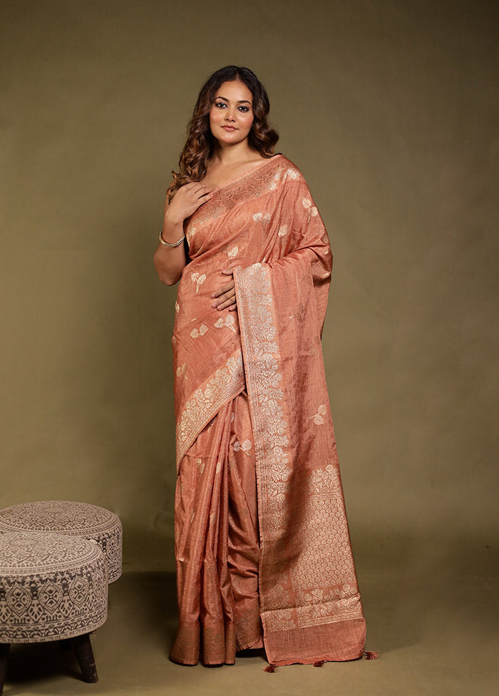 Cream Dupion Silk Saree With Blouse Piece