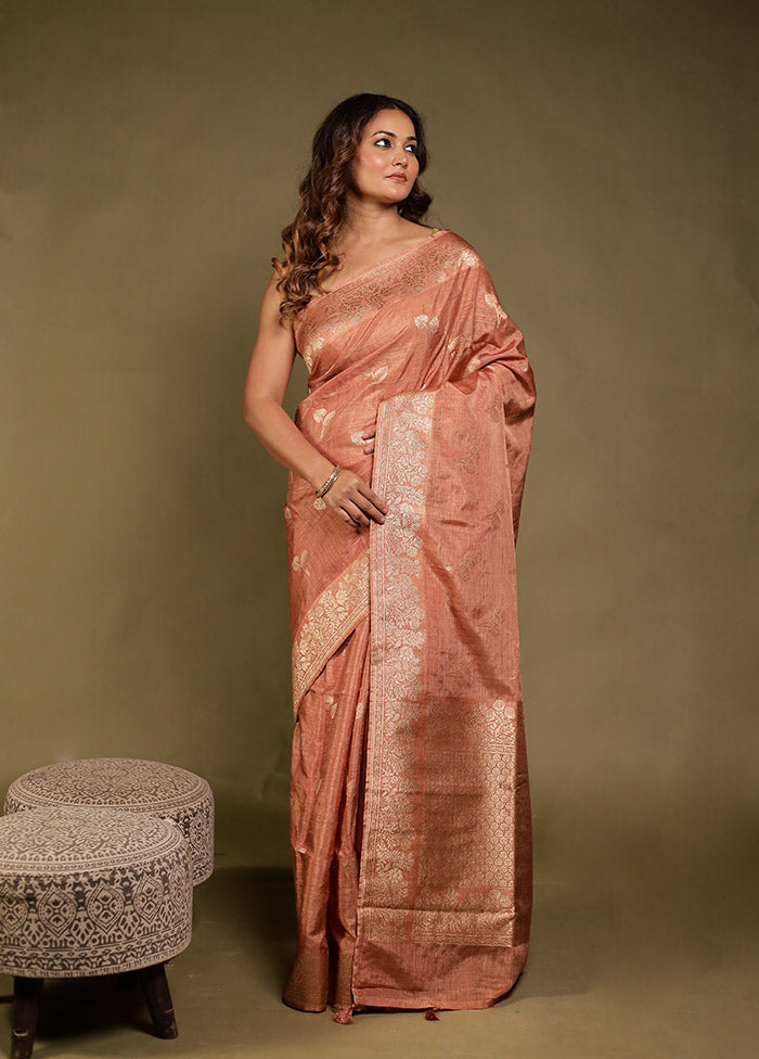 Cream Dupion Silk Saree With Blouse Piece