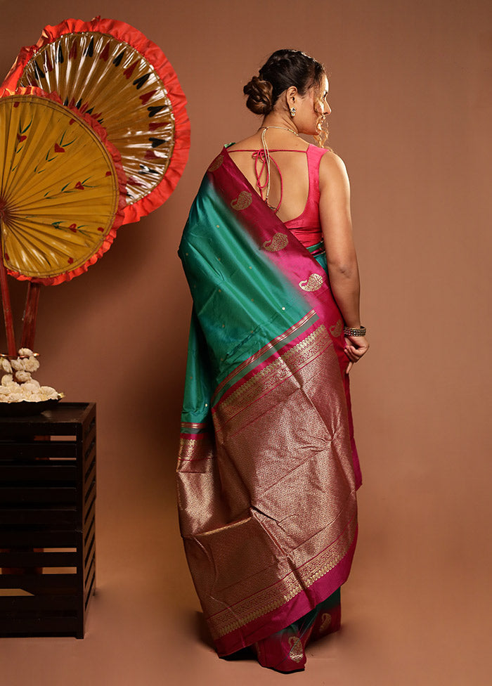 Green Kanjivaram Silk Saree With Blouse Piece