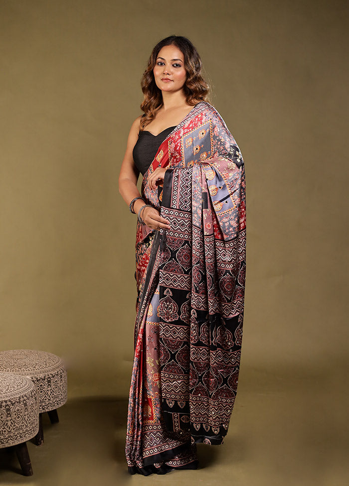 Pink Printed Silk Saree Without Blouse Piece