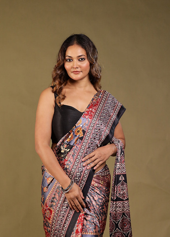 Pink Printed Silk Saree Without Blouse Piece