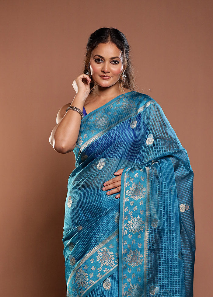 Green Cotton Saree With Blouse Piece
