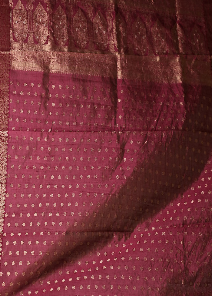 Maroon Dupion Silk Saree With Blouse Piece