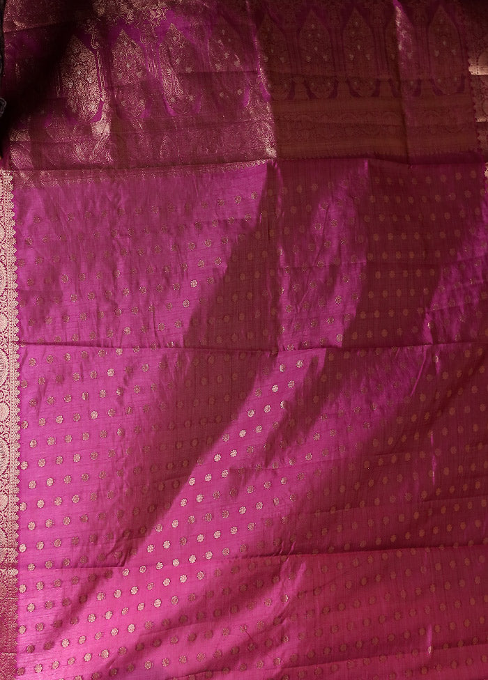 Purple Dupion Silk Saree With Blouse Piece