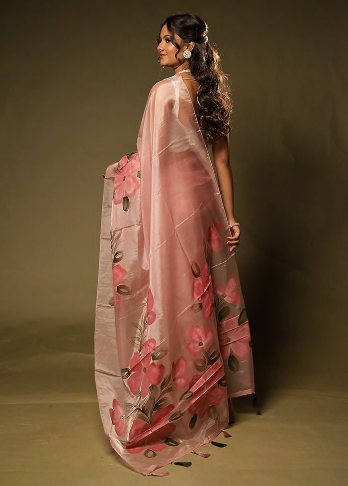 Pink Organza Saree With Blouse Piece