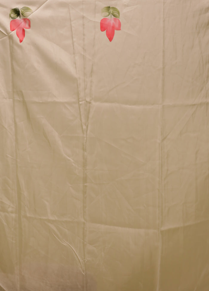 Cream Organza Saree With Blouse Piece