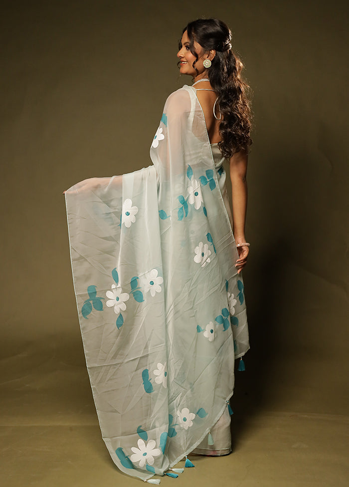 Silver Sandhya Duo – Green & Yellow Organza Sarees
