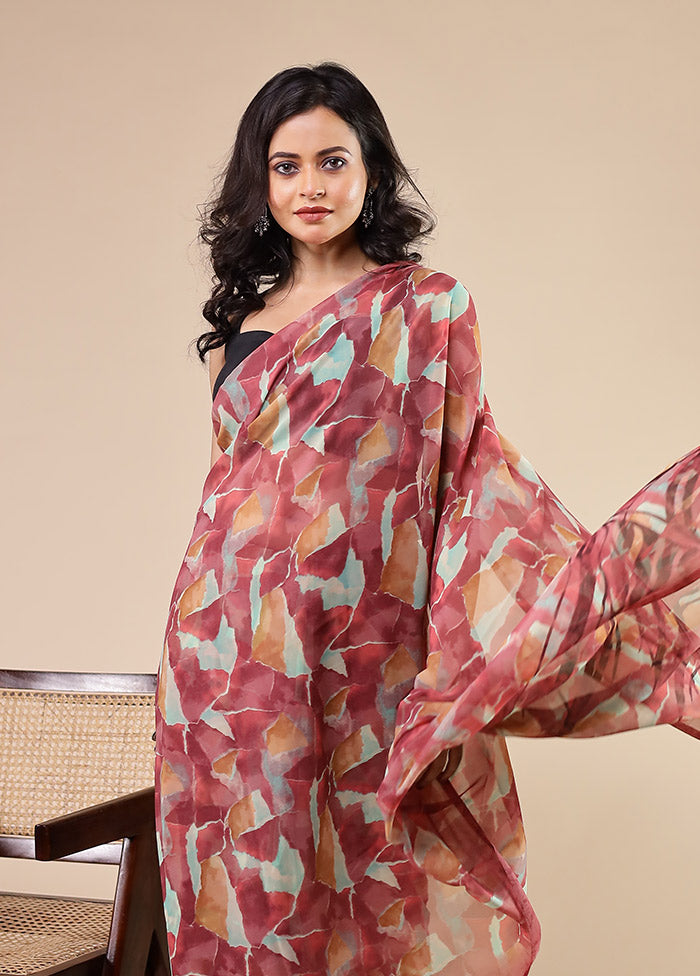 Multicolor Chiffon Silk Saree With Blouse Piece