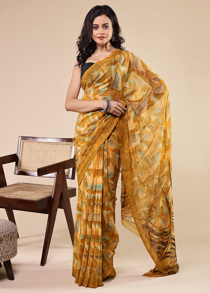 Multicolor Chiffon Silk Saree With Blouse Piece