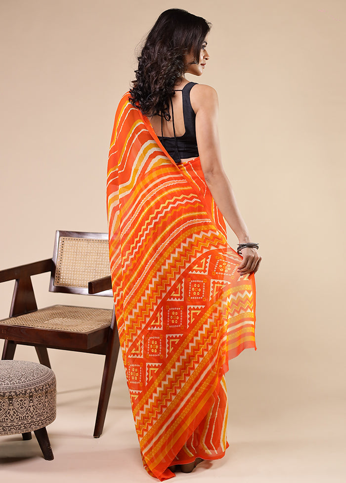 Multicolor Chiffon Silk Saree With Blouse Piece