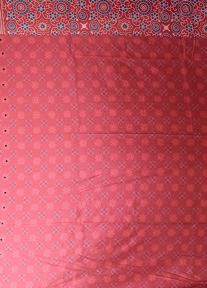 Pink Printed Silk Saree With Blouse Piece