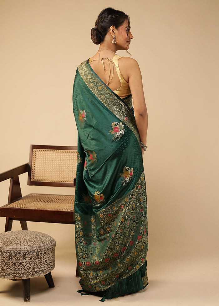 Green Dupion Silk Saree With Blouse Piece