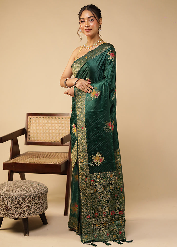 Green Dupion Silk Saree With Blouse Piece
