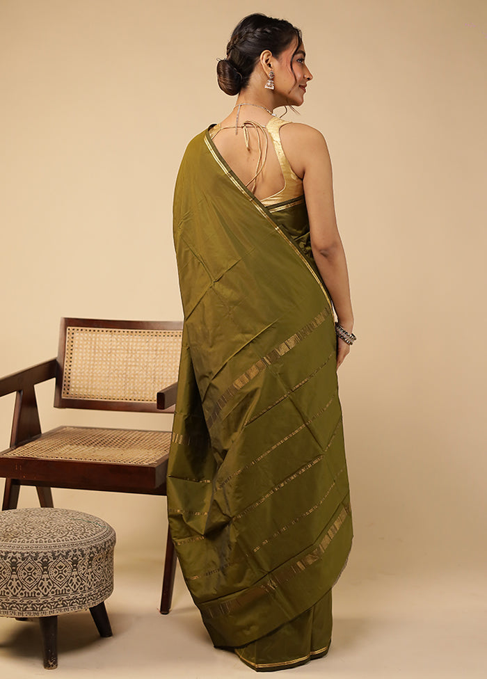 Green Kanjivaram Silk Saree With Blouse Piece