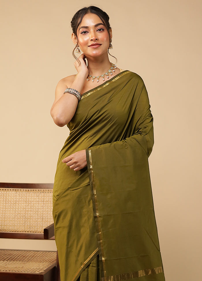 Green Kanjivaram Silk Saree With Blouse Piece