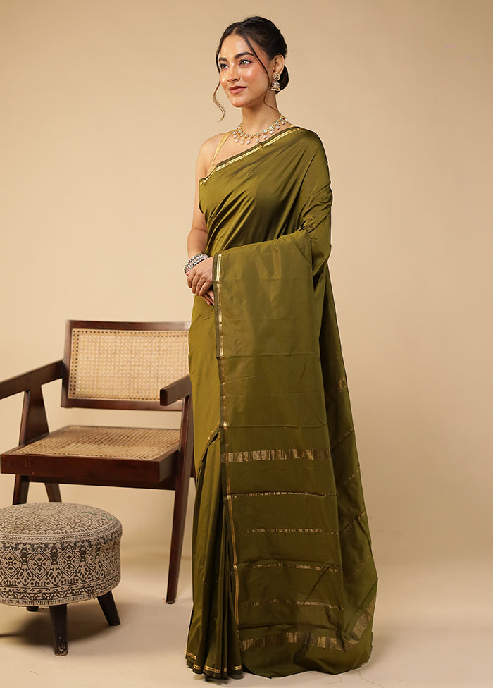 Green Kanjivaram Silk Saree With Blouse Piece
