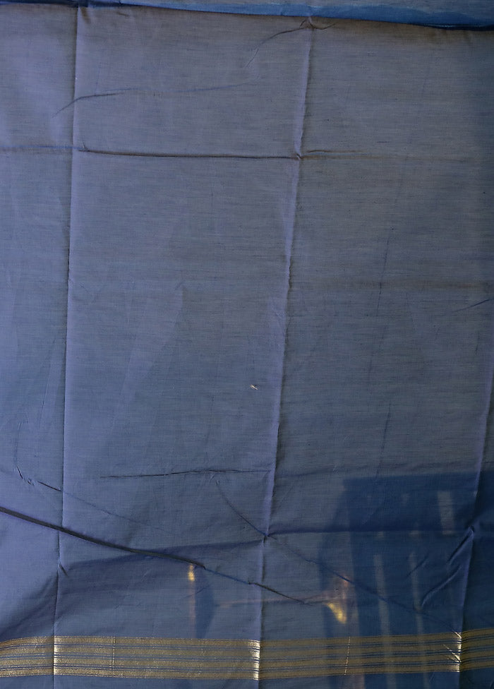Blue Kora Silk Saree With Blouse Piece