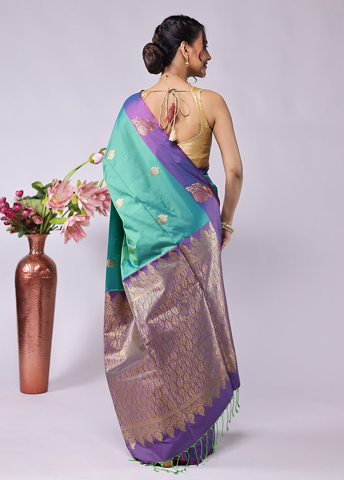 Purple Kanjivaram Silk Saree With Blouse Piece