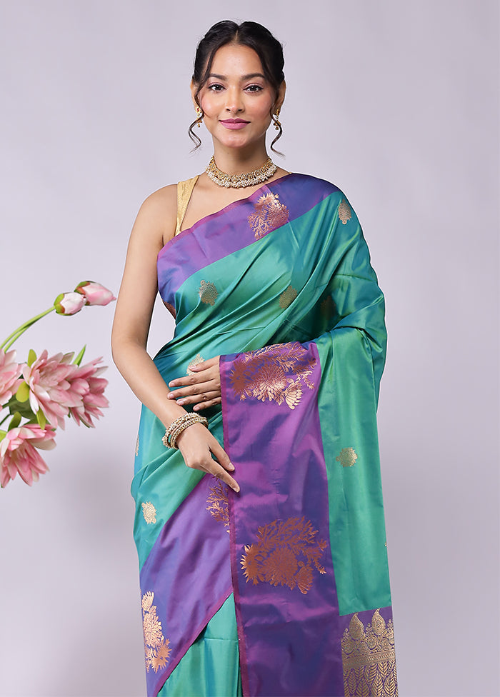 Purple Kanjivaram Silk Saree With Blouse Piece