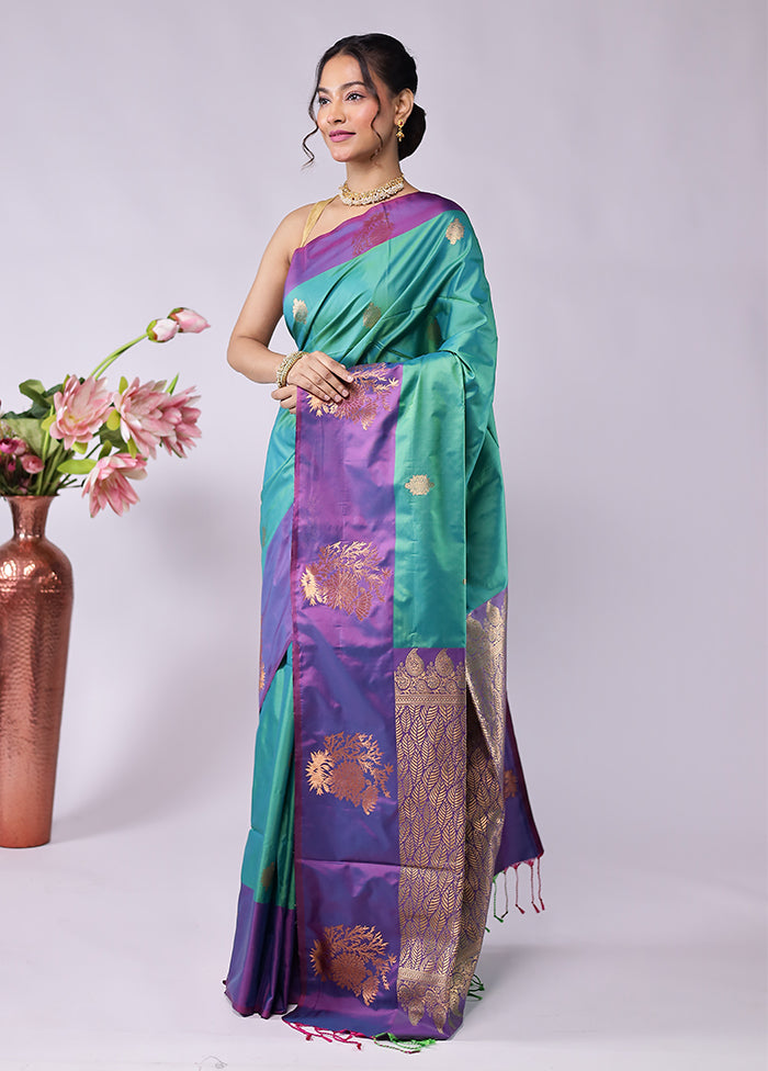 Purple Kanjivaram Silk Saree With Blouse Piece
