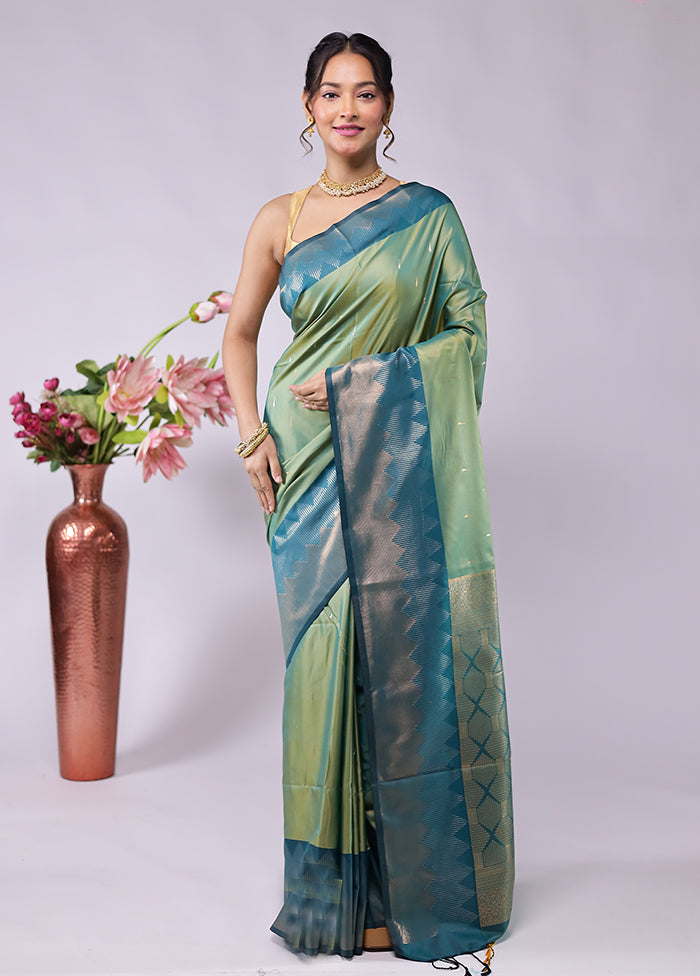 Green Kanjivaram Silk Saree With Blouse Piece