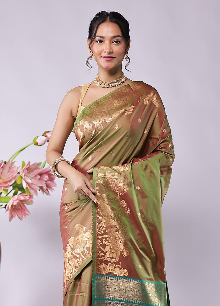 Cream Kanjivaram Silk Saree With Blouse Piece