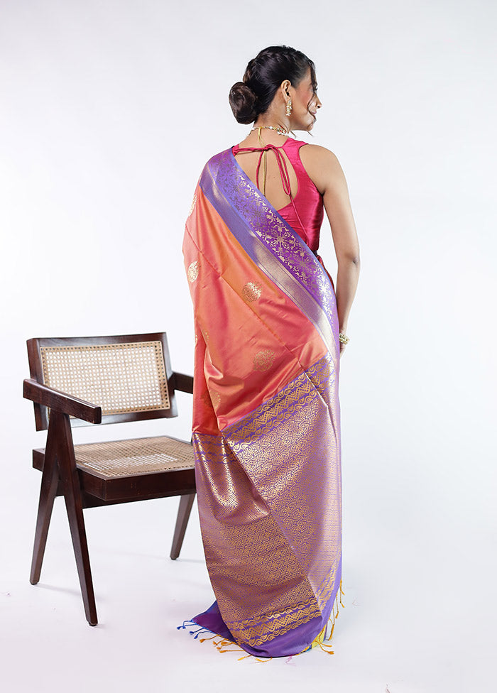 Orange Kanjivaram Silk Saree With Blouse Piece