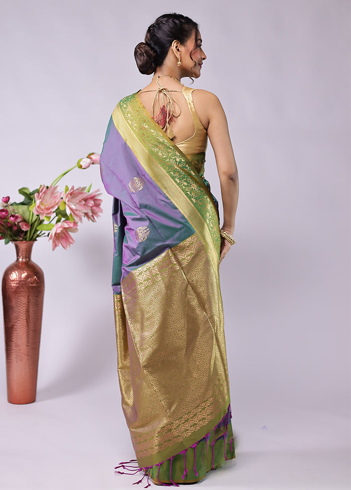 Purple Kanjivaram Silk Saree With Blouse Piece