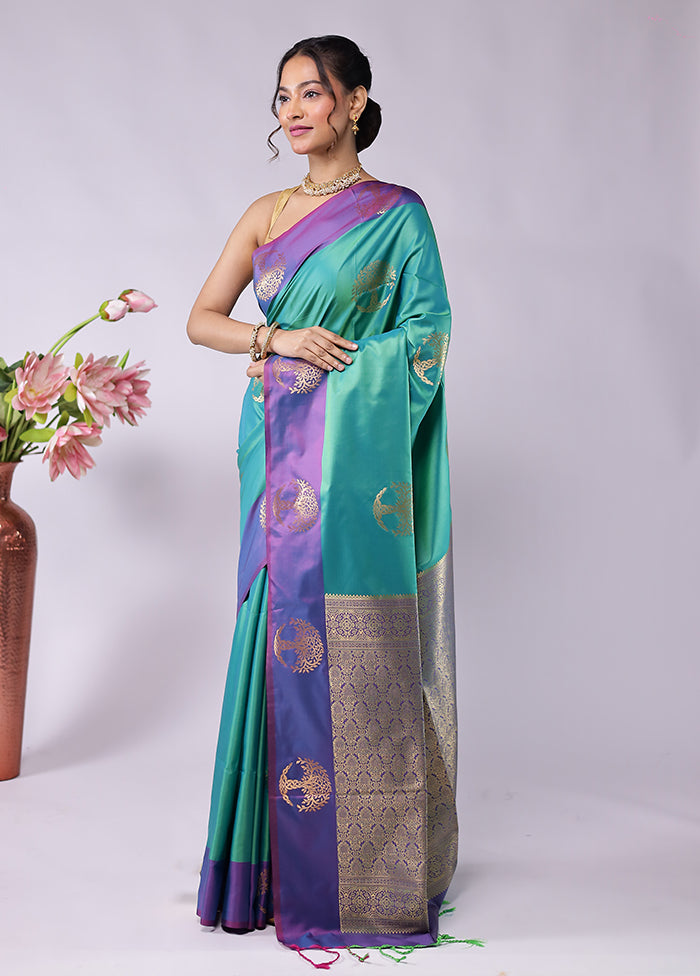 Green Kanjivaram Silk Saree With Blouse Piece
