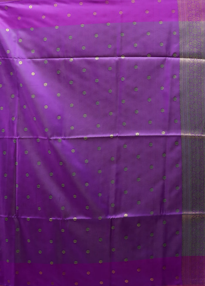 Purple Kanjivaram Silk Saree With Blouse Piece