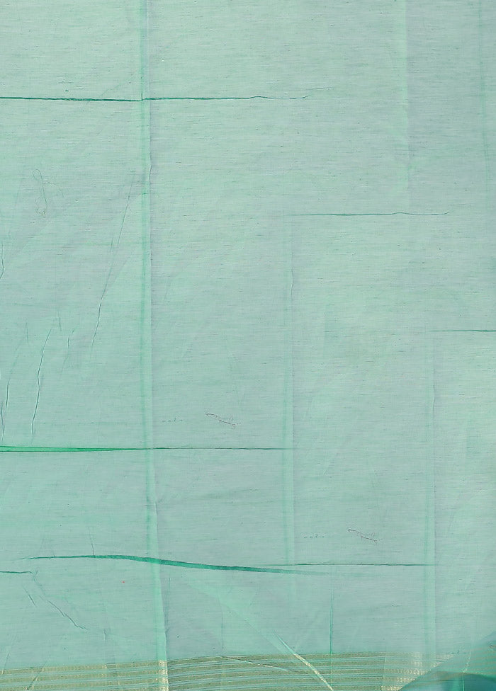 Green Kora Silk Saree With Blouse Piece