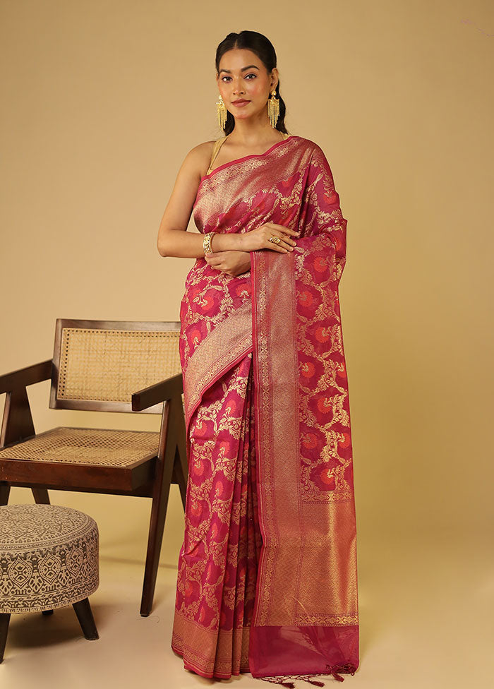 Red Kora Silk Saree With Blouse Piece