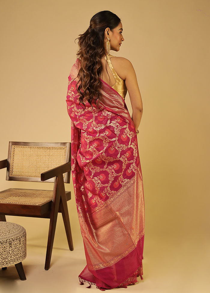 Red Kora Silk Saree With Blouse Piece