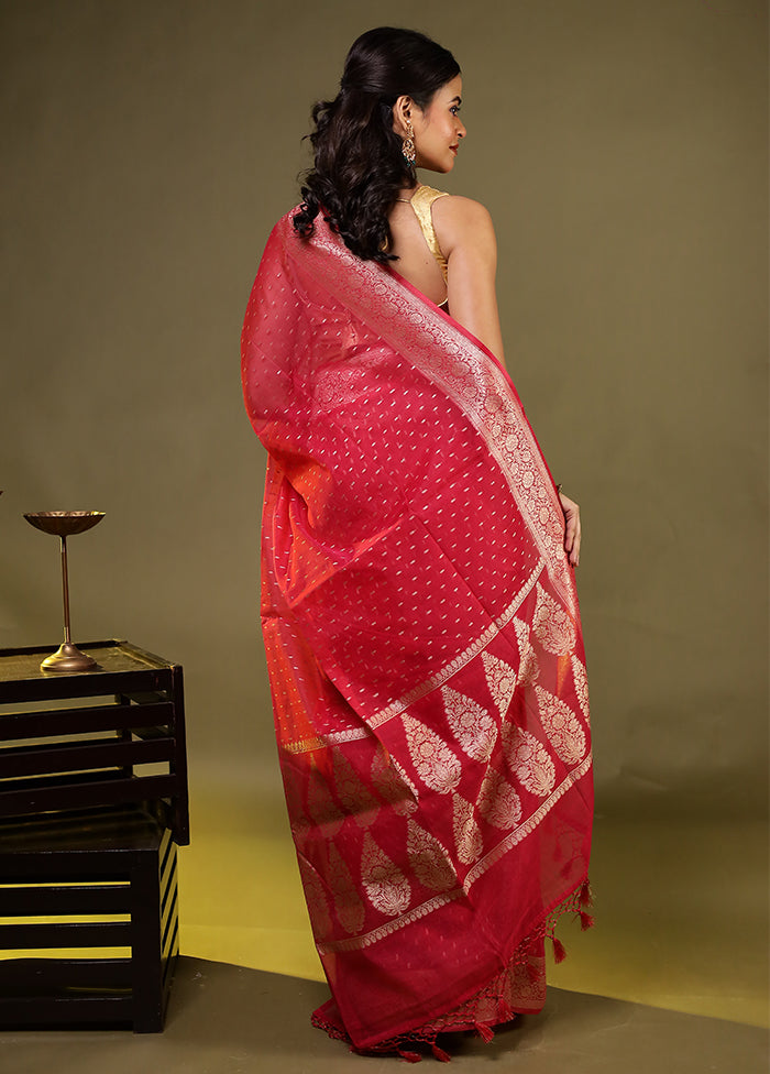 Pink Kora Silk Saree With Blouse Piece