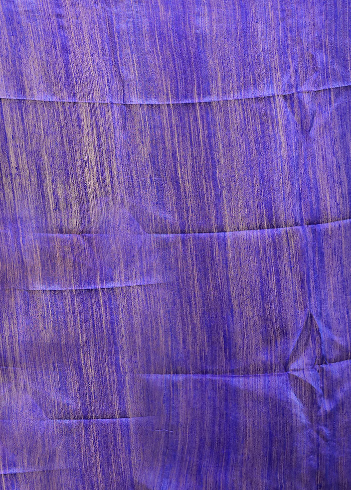 Blue Handloom Matka Pure Silk Saree With Blouse Piece