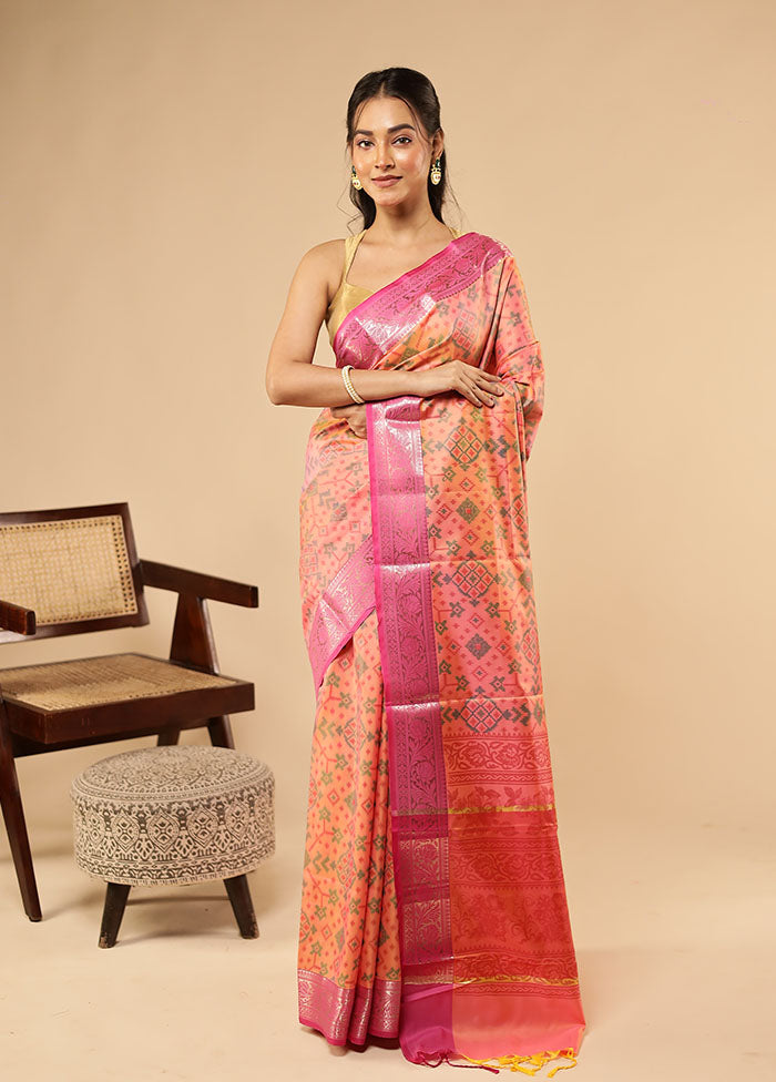 Pink Dupion Silk Saree With Blouse Piece