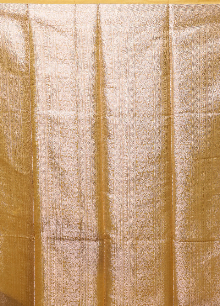Cream Kora Silk Saree With Blouse Piece