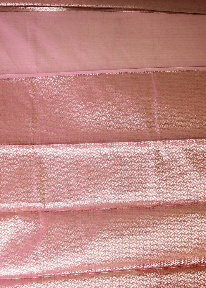 Pink Kora Silk Saree With Blouse Piece