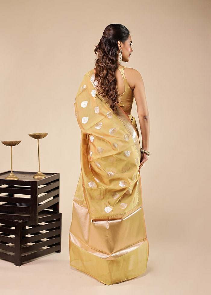 Yellow Kora Silk Saree With Blouse Piece