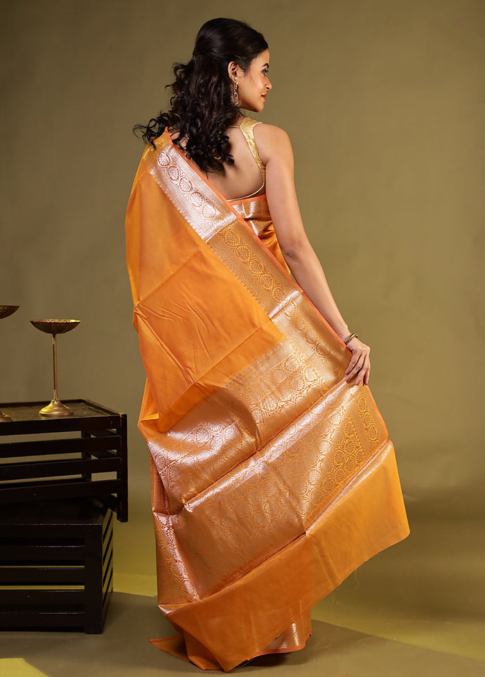 Yellow Kora Silk Saree With Blouse Piece