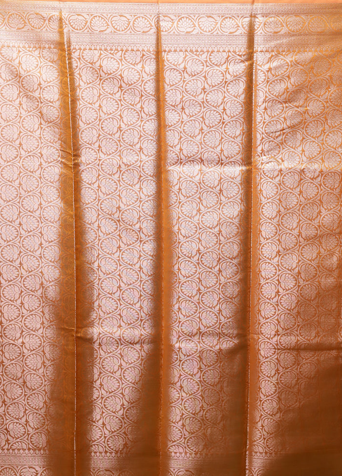 Yellow Kora Silk Saree With Blouse Piece