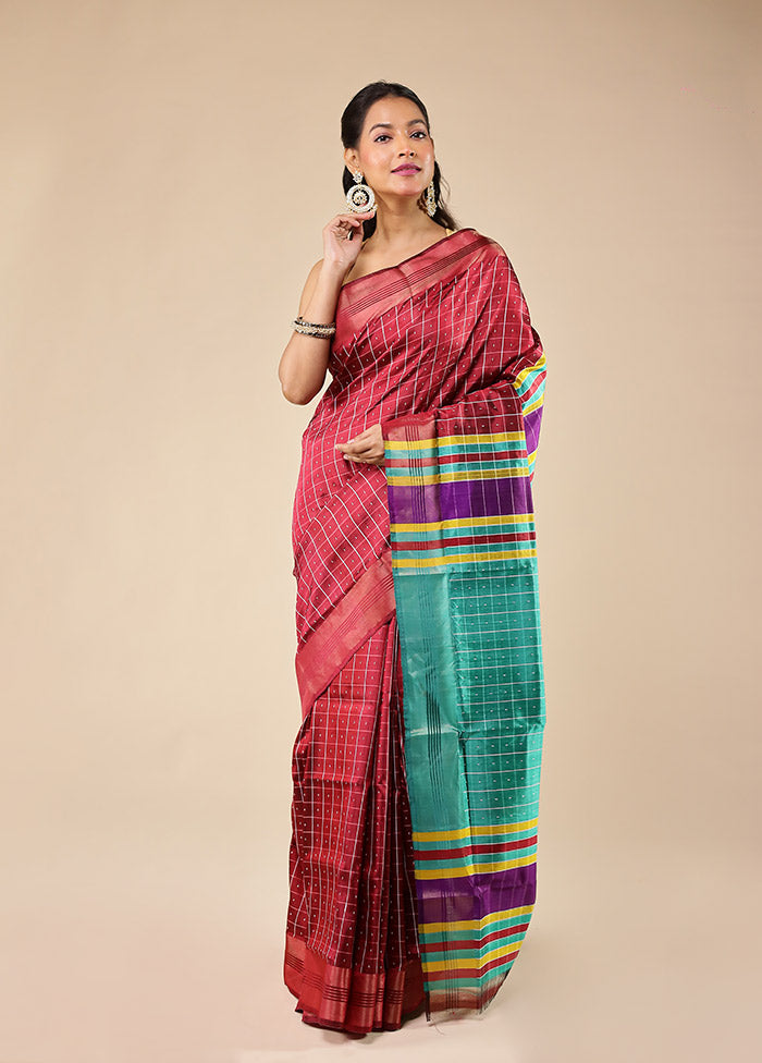 Red Kalakethra Pure Silk Saree With Blouse Piece