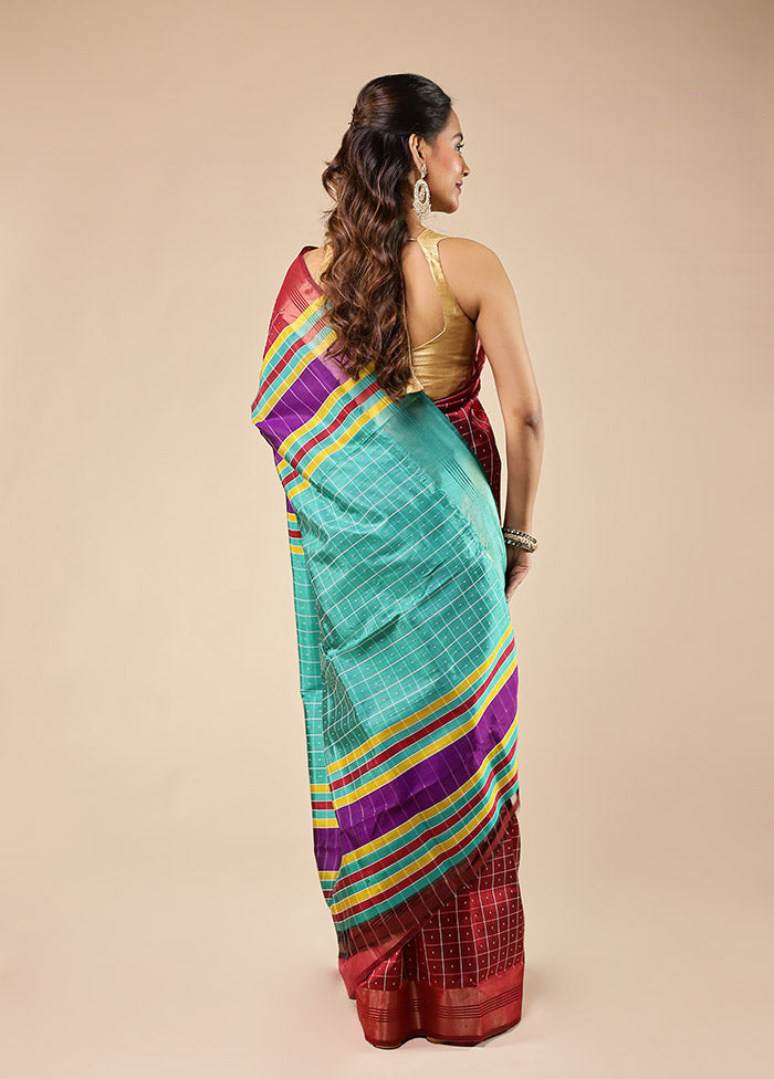Blue Kalakethra Pure Silk Saree With Blouse Piece