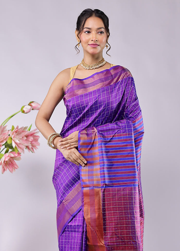 Blue Kalakethra Pure Silk Saree With Blouse Piece
