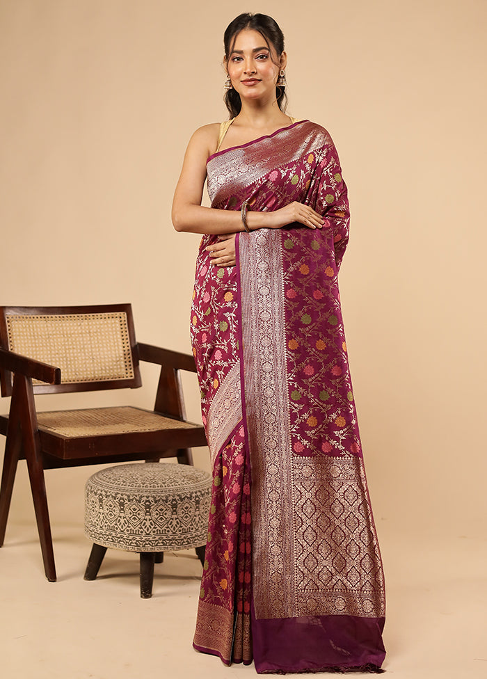 Purple Dupion Silk Saree With Blouse Piece