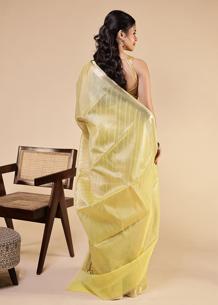 Yellow Tissue Silk Saree With Blouse Piece