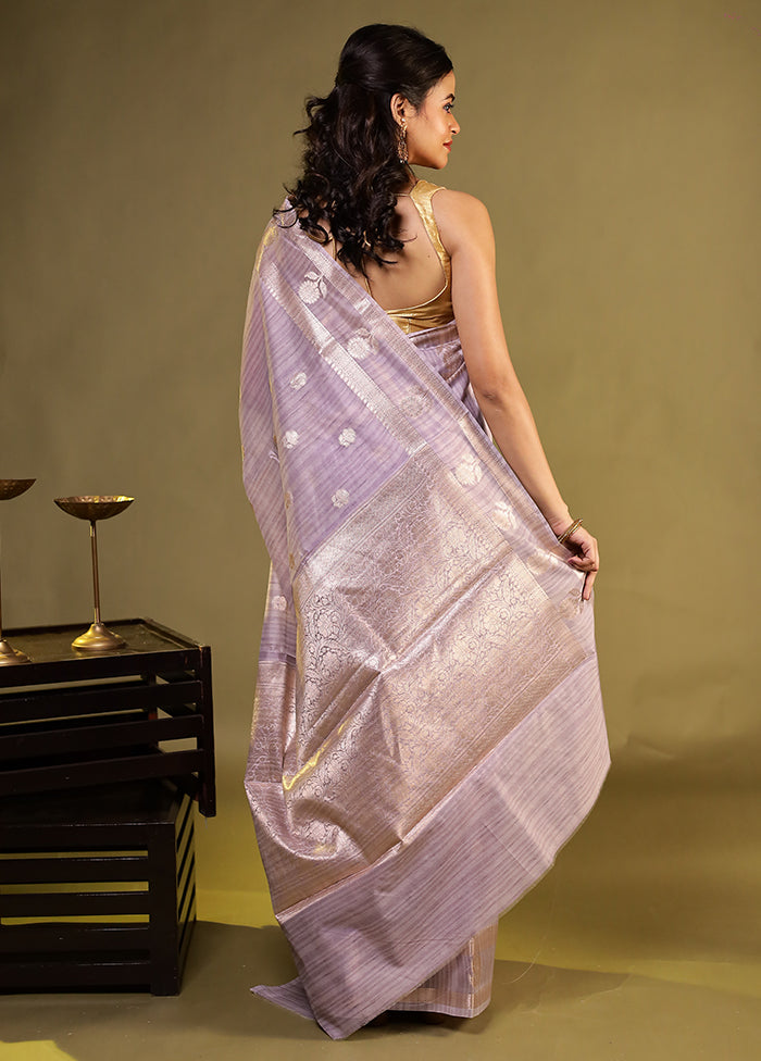 Purple Kora Silk Saree With Blouse Piece