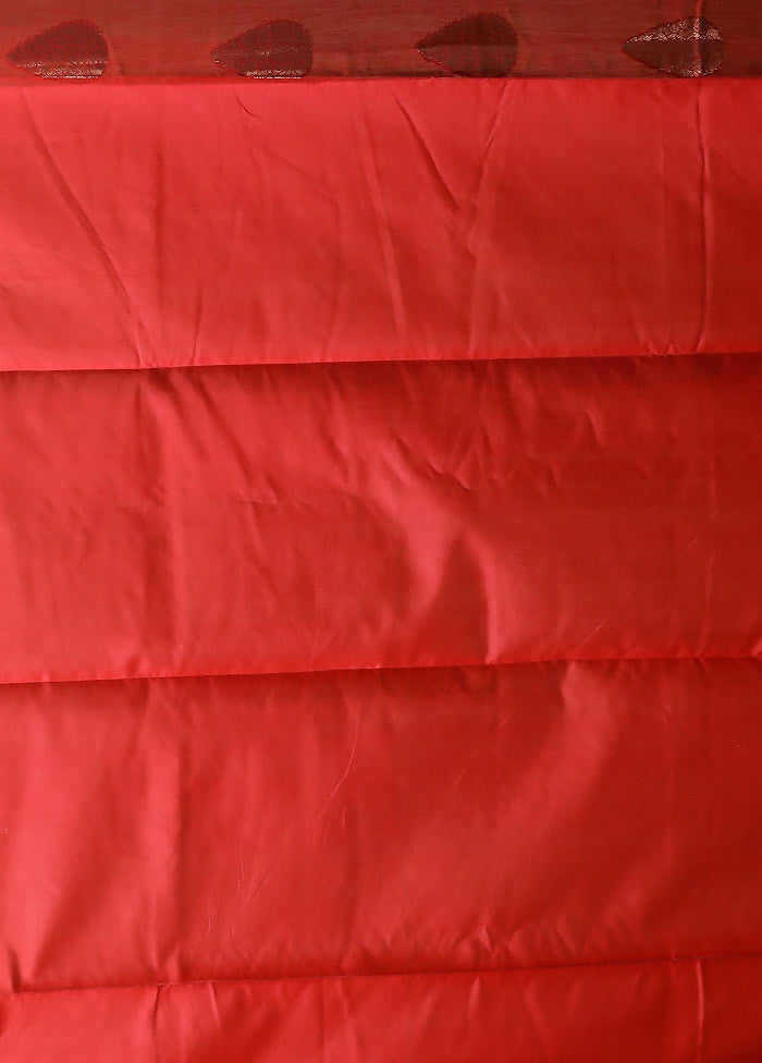 Red Kora Silk Saree With Blouse Piece
